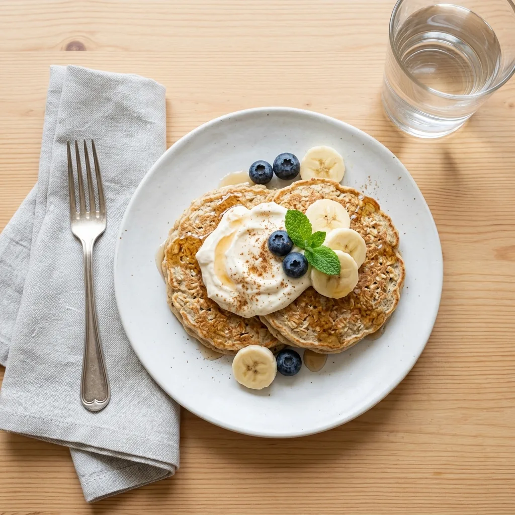 Panqueques de avena y banana con queso untable